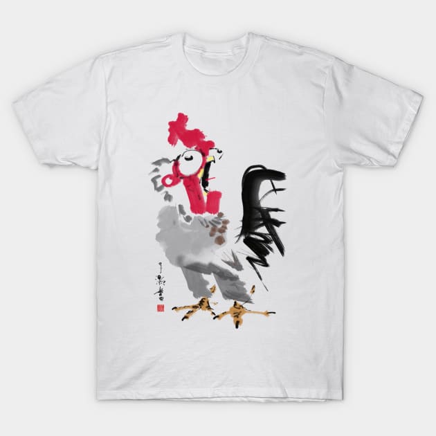 Rooster Crow Cartoon T-Shirt by Huluhua